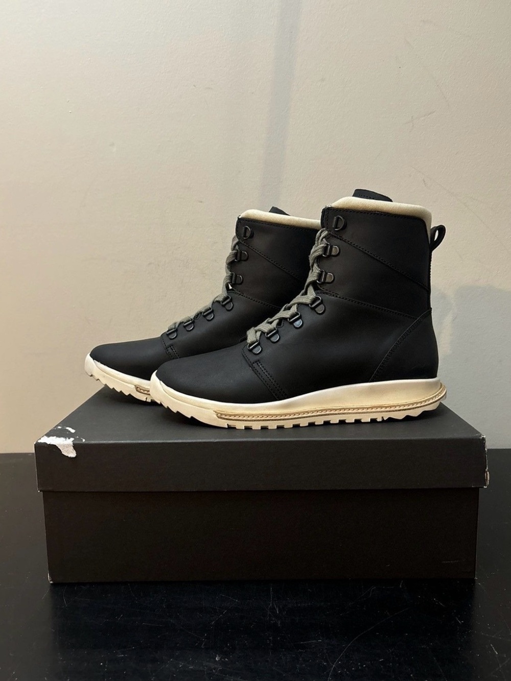 Rick Owens Hood Rubber Grafton Hiking Boots Black Milk